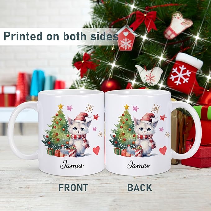 Custom Christmas Coffee Mug Personalized Hot Chocolate Mug for Kids Customized Hot Cocoa Cups with Name 11oz Ceramic Santa Mugs Winter Holiday Xmas Mugs Christmas Gifts for Family Kids Xmas Decor-CubbioJoy