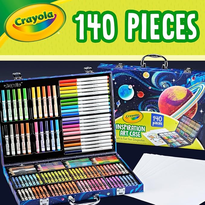 Crayola Inspiration Art Case Coloring Set, 140pc Space Theme – Art Kit for Kids, Crayons, Markers, Pencils, Gift for Boys & Girls, Ages 5, 6, 7, 8 [Amazon Exclusive]-CubbioJoy