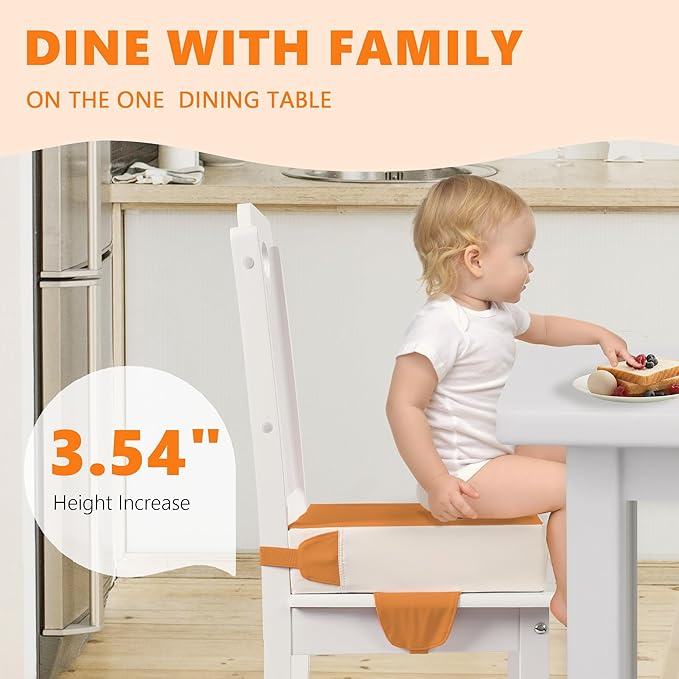 Booster Seat for Kitchen Chair with Adjustable Straps, Toddler Booster Seats for Dining Table Portable for Travel Camping Eating, Booster Cushion for Table for Baby Child Infant Kid Boy Girl-CubbioJoy