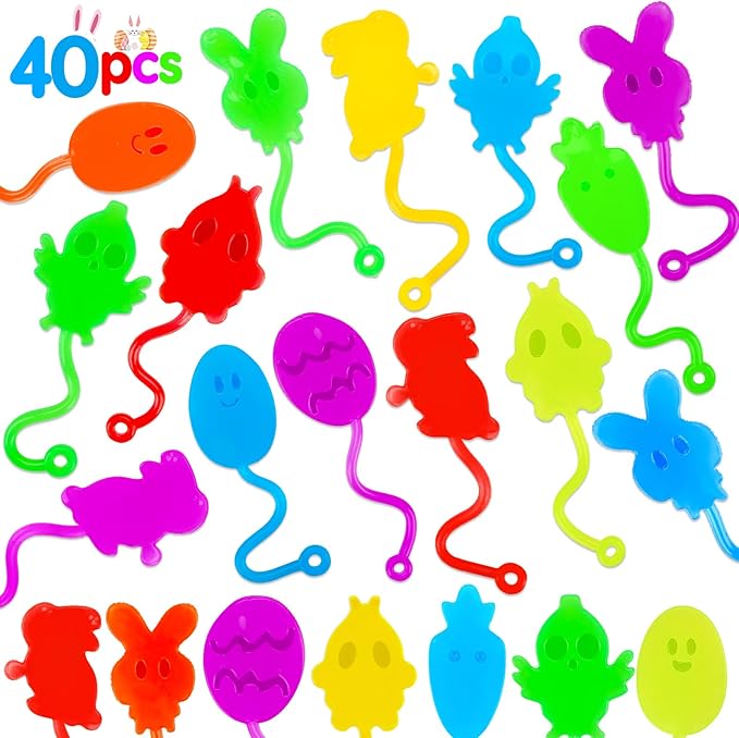 40 Pcs Easter Sticky Hands for Kids, Plastic Easter Eggs Fillers Basket Stuffers for Toddler Boys Girls Easter Eggs Hunt Games Party Favors Supplies Classroom Prizes Goodie Bag Fidget Sensory Toy Bulk-CubbioJoy