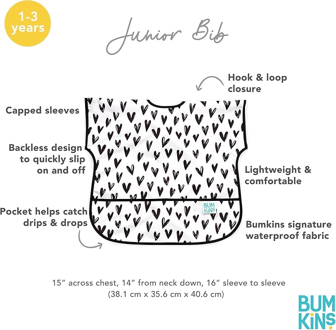 Bumkins Bibs - Toddler Bibs, Waterproof, Large for 1-3 Years, Short Sleeve-CubbioJoy