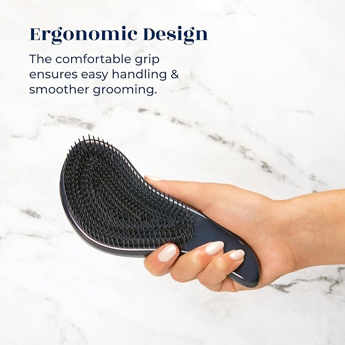 Crave Naturals Glide Thru Hair Brush - Detangler Brush for Curly, Straight, Wet or Dry Hair - Gentle Detangling Brushes for Adults, Kids, Toddlers - Hair Accessories for Women, 7.5"x3" - Blue-CubbioJoy