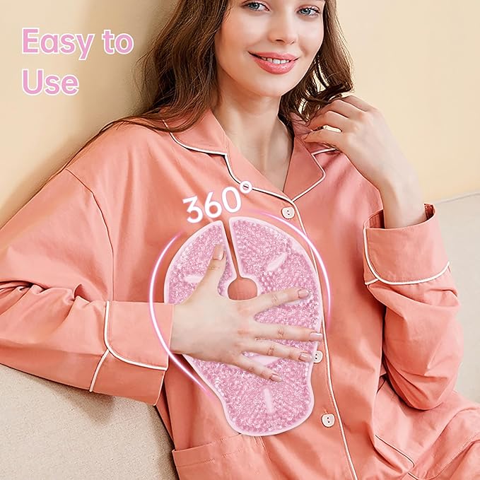 Breast Therapy Ice Packs Large Hot Cold Breast Pads, Nipple Cooling Gel Pads for Clogged Milk Duct Relief, Engorgement, Breast Augmentation Surgery, Breastfeeding Essentials for New Moms, 2 Pack-CubbioJoy