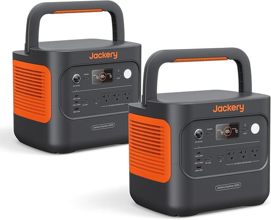 Jackery Explorer 2000 v2 Portable Power Station (2-Pack), 2042Wh LiFePO4 Battery, 2200W Solar Generator, USB-C PD 100W Fast Charging for Camping, Home Use(Solar Panel Optional)-CubbioJoy