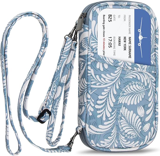 jiemei RFID Family Passport Wallet Holder Waterproof, Travel Document Organizer Credit Card Clutch Bag for Men Women (RFID Leaf)-CubbioJoy