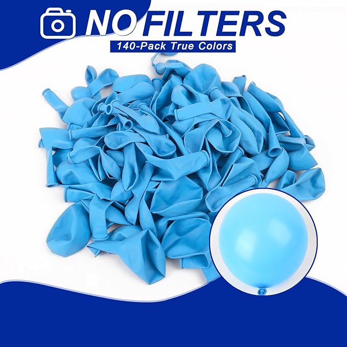 140pcs Light Blue Round Balloons Different Sizes 18 12 10 5 Inch Latex Balloons for Arch Decoration Party Balloon Kit for Graduation Birthday Party Wedding Balloon Baby Shower Decoration-CubbioJoy