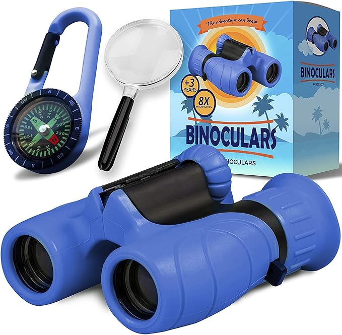 Binoculars for Kids for Toddler - for Little Boys and Girls – Extensive Set Incl. Magnifying Glass & Compass – Powerful Magnification 8X21 – 3 to 12 Year Old Kids-CubbioJoy