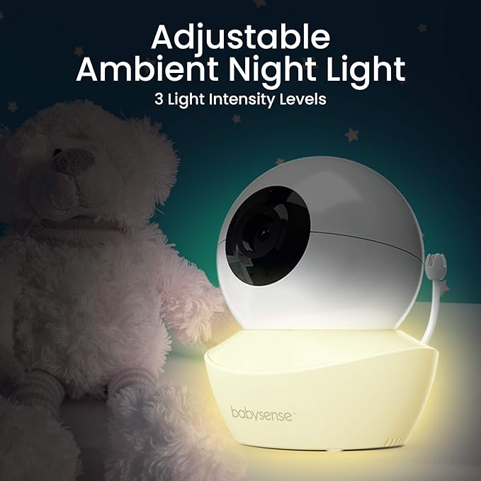 Babysense 5" HD Split-Screen Baby Monitor, Video Baby Monitor with 2 Cameras and Audio, Night Light, 1000ft Range, Two-Way Audio, 4X Zoom, Night Vision, 4000mAh Battery-CubbioJoy