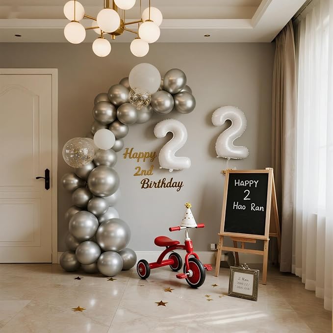 140pcs Metallic Silver Round Balloons Different Sizes 18 12 10 5 Inch Latex Balloons for Arch Decoration Party Balloon Kit for Graduation Birthday Party Wedding Balloon Baby Shower Decoration-CubbioJoy