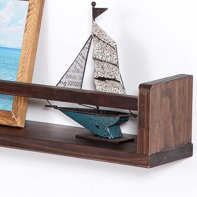 AZSKY Nursery Book Shelves Deep Walnut Wall Mount Floating Book Shelf for Bedroom Wooden Wall Book Shelf Children Kids Toddler Wall Bookshelf 36 Inch a Set of 3 Same Sizes-CubbioJoy