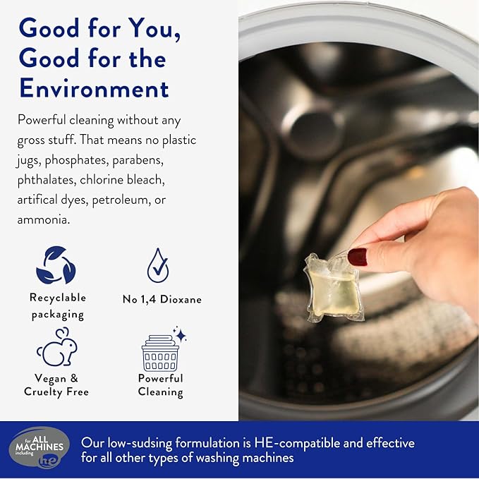 Clean People Laundry Detergent Pods - Hypoallergenic Laundry Pods - Ultra Concentrated, Recyclable Packaging, Stain Fighting - Sweet Petals, 192 Pack-CubbioJoy