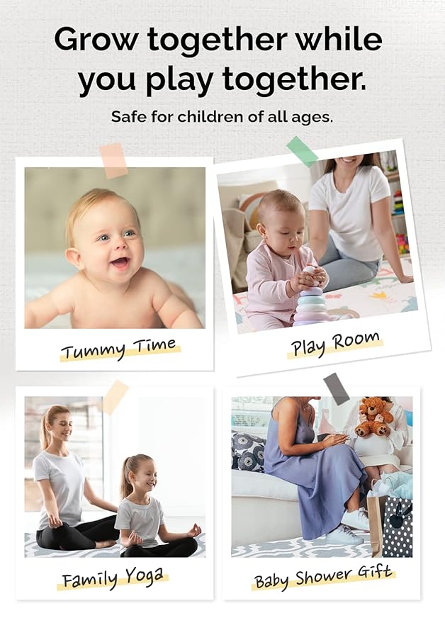 Baby Care Play Mat (Large, Moroccan - Blue) 82'' x 55'' Original One-Piece Reversible Rollable Waterproof Play Mat for Infants, Babies, Toddler, and Kids-CubbioJoy