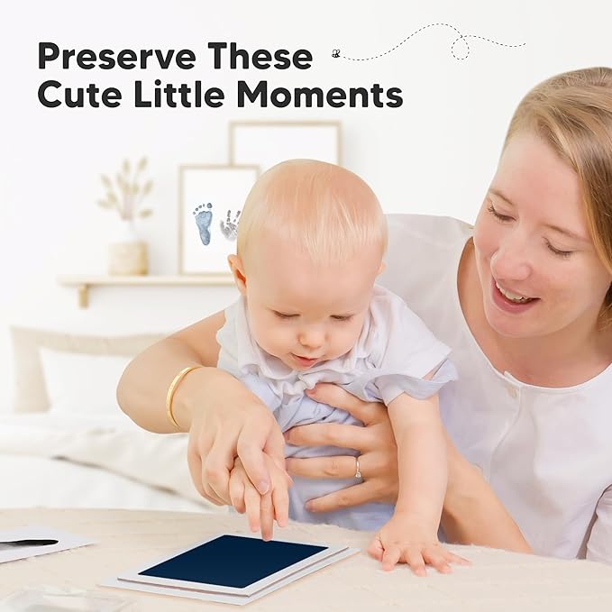 4-Pack Inkless Baby Hand and Footprint Kit - Mess Free Ink Pad for Newborn Keepsake, Dog Nose & Paw Print Kit, Clean Touch Ink Pad for Baby Hand & Footprints, Ideal New Mom Gifts (Jet/Navy, Large)-CubbioJoy