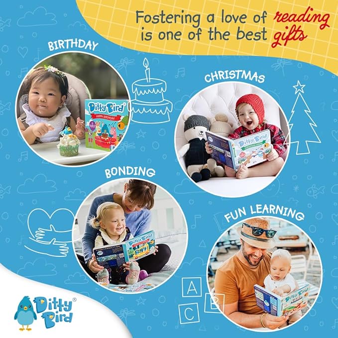 Ditty Bird Animal Sounds Book for Toddlers – Interactive Book Featuring Cuckoo, Blue Tit, Herring Gull, Tawny Owl & Dove Sounds | Musical Board Book for Ages 1-3 | Perfect Educational Gift for Toddler-CubbioJoy