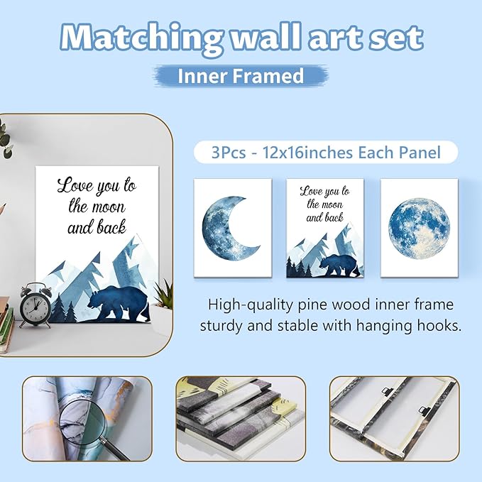 Custom 5-Piece Baby Crib Bedding Set, Personalized Name for Toddlers, Blue Deer Nursery Set for Boy Girl, Double Layer Infant Crib Set, Customized Gifts-CubbioJoy