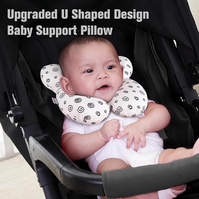 KAKIBLIN Baby Neck Pillow, Baby Head Pillow, Upgraded Travel Support Pillow for Carseat, Neck Support for Car Seat,Pushchair (Snail)-CubbioJoy