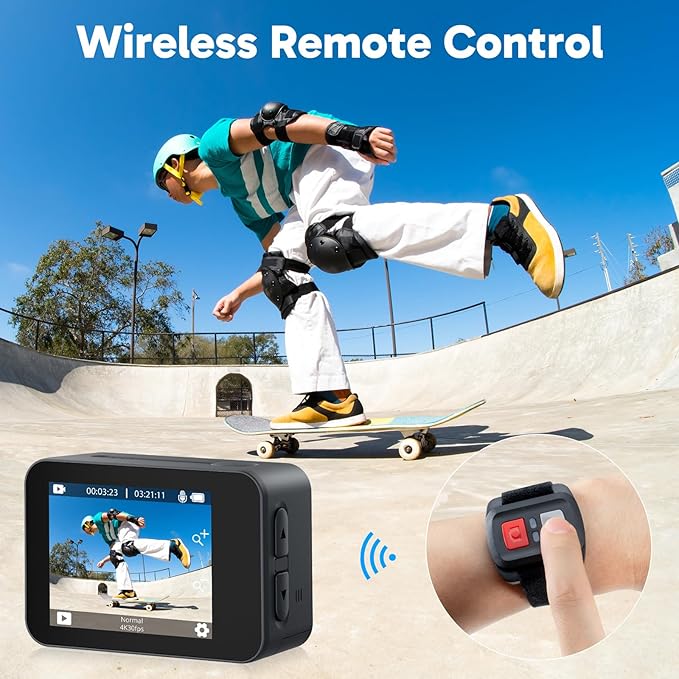 AKASO V50X Native 4K30fps WiFi Action Camera with EIS Touch Screen 4X Zoom 131 feet Waterproof Camera Support External Mic Remote Control (with Floating Hand Grip and Carry Bag)-CubbioJoy