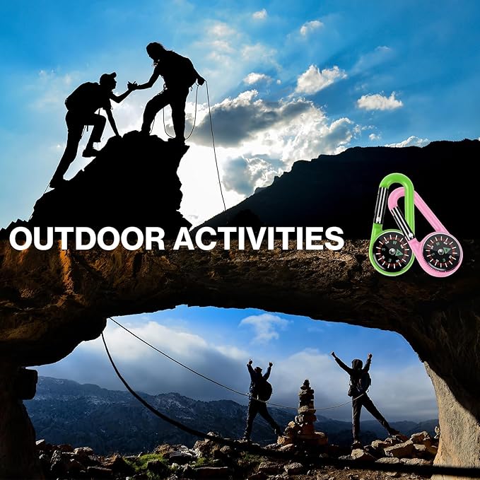 12 Pcs Mini Compass Keychain for Kids Bulk, Small Pocket Magnetic Compass Survival Hiking for Outdoor Survival Camping Party Backpacking Accessory-CubbioJoy