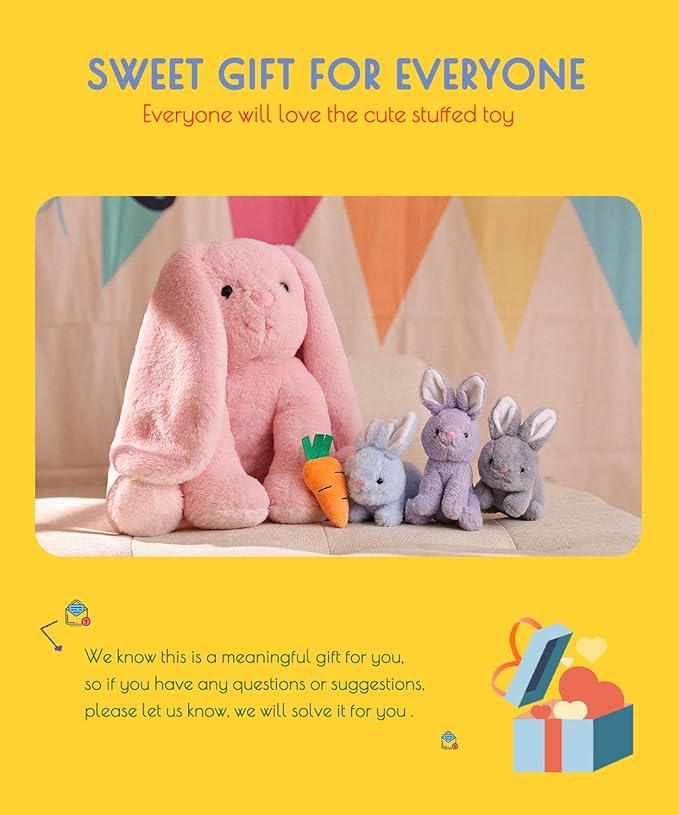 5 Pieces Rabbit Stuffed Animals for Girls,1 Mommy Rabbit with 4 Babies,Plush Bunny Stuffed Toy Gifts for Kids Children 3 4 5 6 7 8 9 Years,Soft Stuffed Bunny for Christmas,Birthday,Party Decorations-CubbioJoy