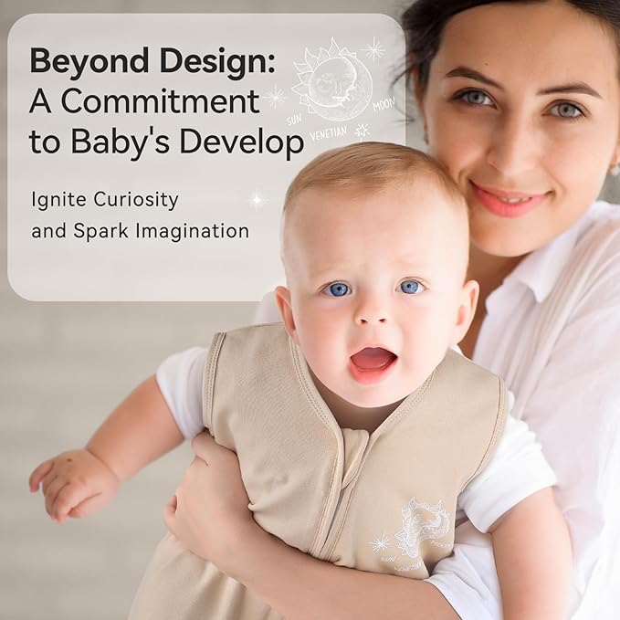 Baby Sleep Sack 0-6 Months 3 Pack 100% Cotton Lightweight 0.5 TOG Wearable Blanket Baby Sleep Bag with 2-Way Zipper for Newborn Infant Toddler Beige-CubbioJoy