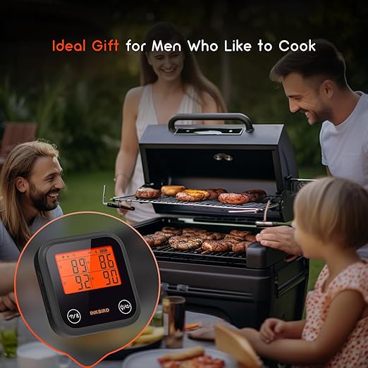 INKBIRD Dual Mode WiFi Wireless Meat Thermometer, 4 Probes with Clear LCD for Smoking, Bluetooth Meat Thermometer with Smart APP Control for Oven, Cooking-CubbioJoy