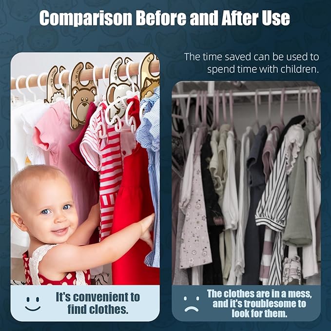 Baby Closet Dividers (Set of 8), Baby Hanger Dividers for Infant to Toddler, Nursery Organization for Clothes, Girl & Boy Closet Organizers-CubbioJoy