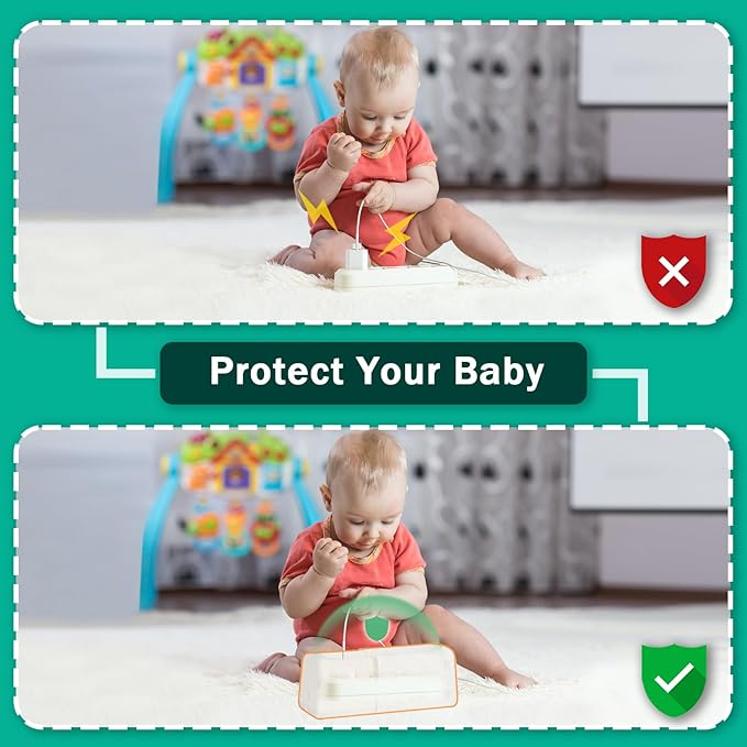 Improved Power Strip Cover Box(2 Pack) 丨Outlet Covers Baby Proofing丨Outlet Cover Box丨Adjustable Length Childproof Outlet Cover丨Preventing Toddlers from Touching Sockets丨Fits Most Sockets.-CubbioJoy