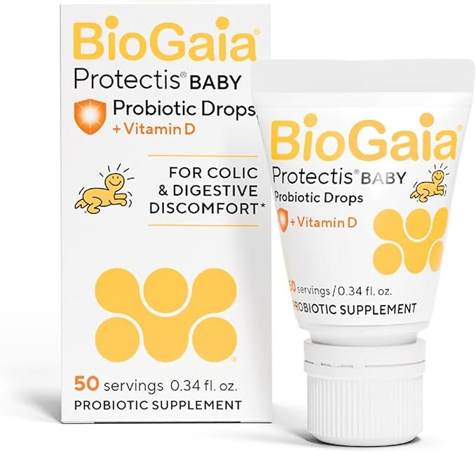 BioGaia Protectis Baby Probiotic Drops | Colic & Gas Relief + Vitamin D | Safe for Newborns | Ease Crying, Fussing, Colic, Gas, Spit-ups & Constipation | No Dairy, Soy & Gluten | 50 Day Supply | 10mL-CubbioJoy