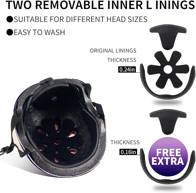 Adjustable Color Gradient Skateboard Helmet for 3-5-8-14+Ages【Toddler Kids Youth Adult】 Girls Boys Woman.Bike Helmet for Multi-Sports Cycling Bicycle Scooter Inline Roller Skate Rollerblading-CubbioJoy