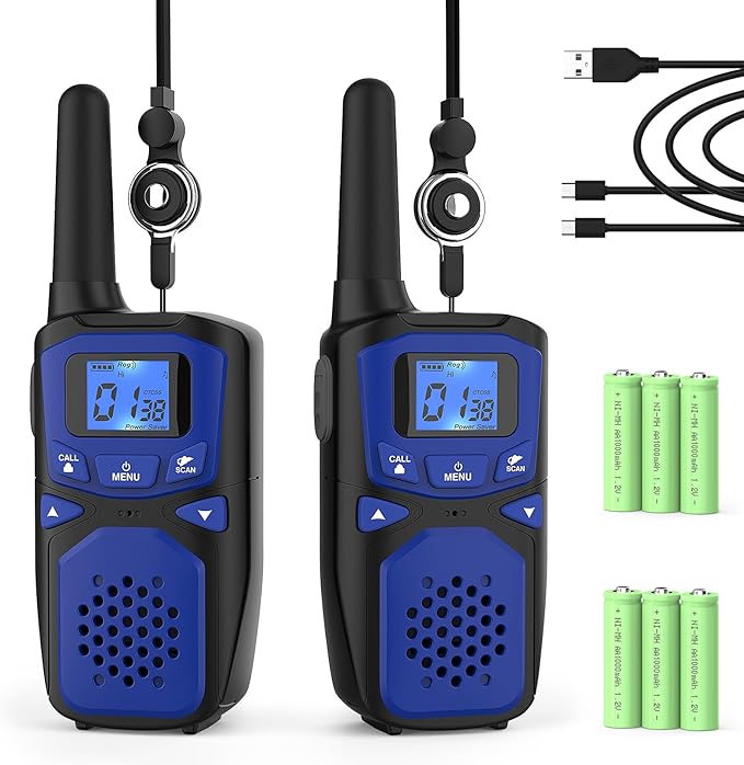 Adult Walkie Talkies 2 Pack, WokTok Rechargeable Long Range Walkie Talkies 2 Way Walkie Talkies, 22 Channels VOX Scanning LCD Display Ideal for Gift Giving, Family Camping and Hiking-CubbioJoy