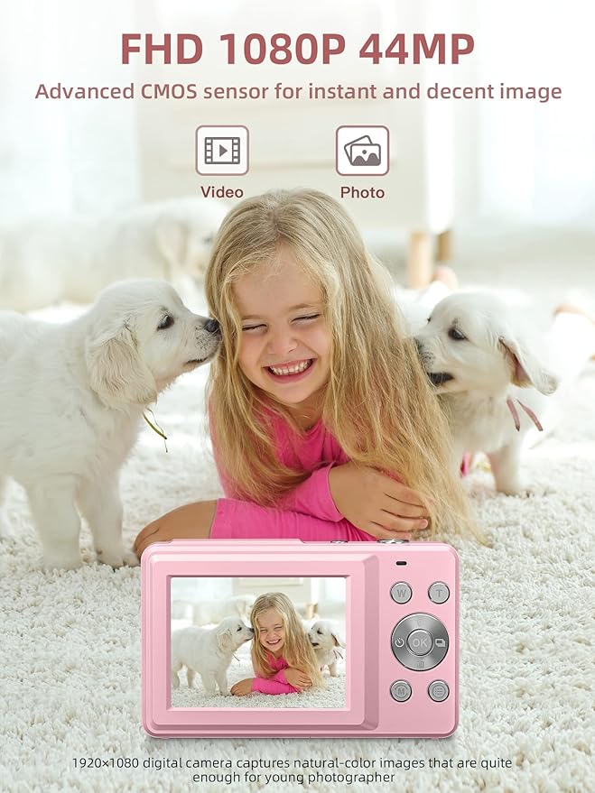 Digital Camera, FHD 1080P Digital Point and Shoot Camera with 16X Zoom Anti Shake, Compact Small Camera for Boys Girls Kids-CubbioJoy