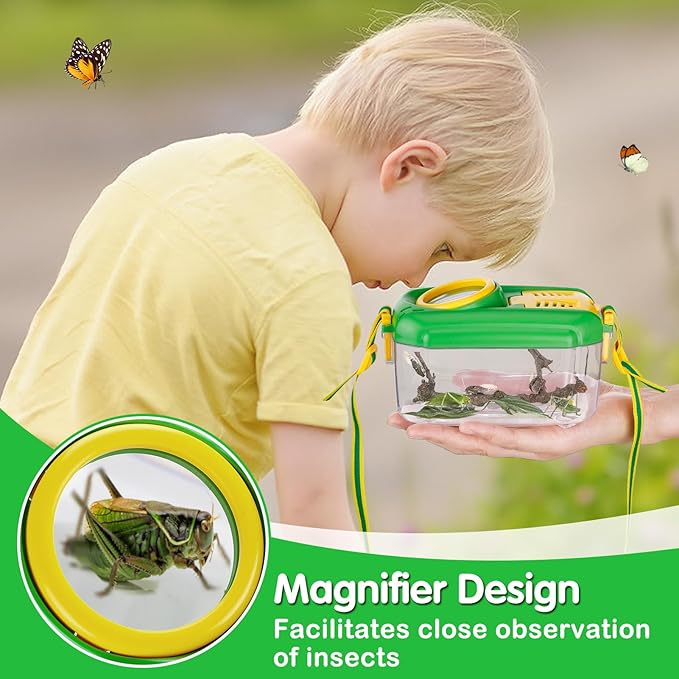2Sets Bug Catcher for Kids - Sturdy Kids Bug Catching Kit Gifts with Collector Butterfly Net Tweezer, Bugs Habitat Outdoor Explorer Kit for Age 3 4 5 6 7 8, 8Pcs, Green & Pink-CubbioJoy