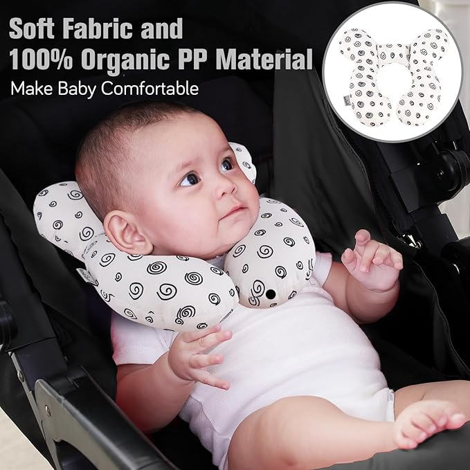 KAKIBLIN Baby Neck Pillow, Baby Head Pillow, Upgraded Travel Support Pillow for Carseat, Neck Support for Car Seat,Pushchair (Snail)-CubbioJoy