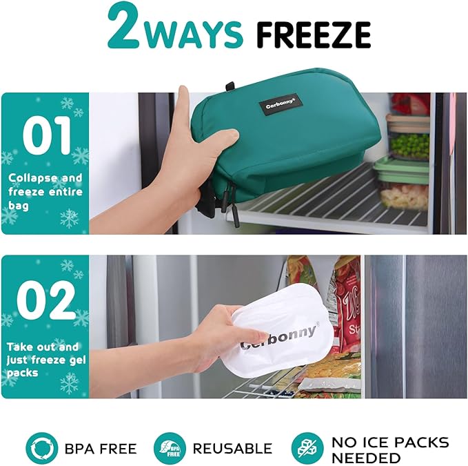 Cerbonny Small Cooler Bag Freezable Lunch Bag for Work School Travel, Leak-proof, Insulated, Waterproof, Portable, 3.5L, Iron Blue-2-CubbioJoy