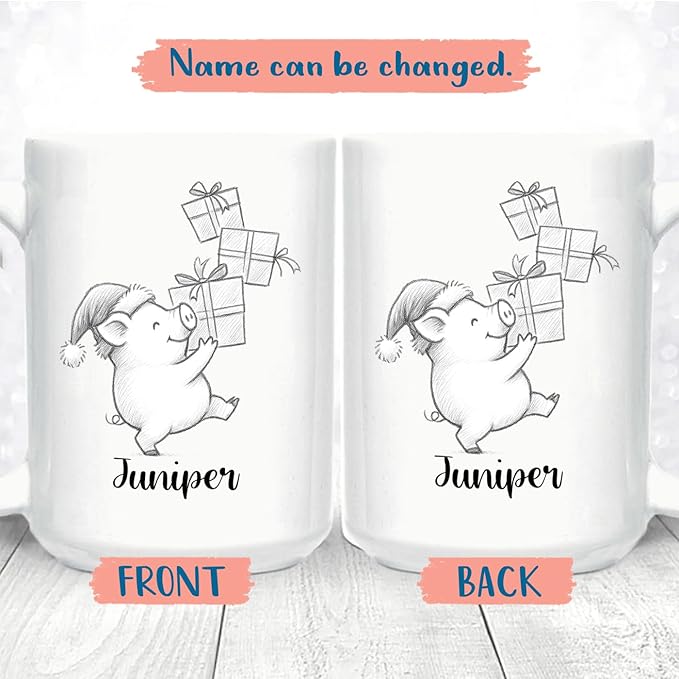 Customized Choose Name Pigs White Coffee Cup Gift For Dad Mom Daughter Son Kids, Pig Lover Accent Coffee Mug, Personalized Pig Ceramic Cup 11Oz 15Oz, Funny Pigs Travel Mug Gift For Birthday Christmas-CubbioJoy