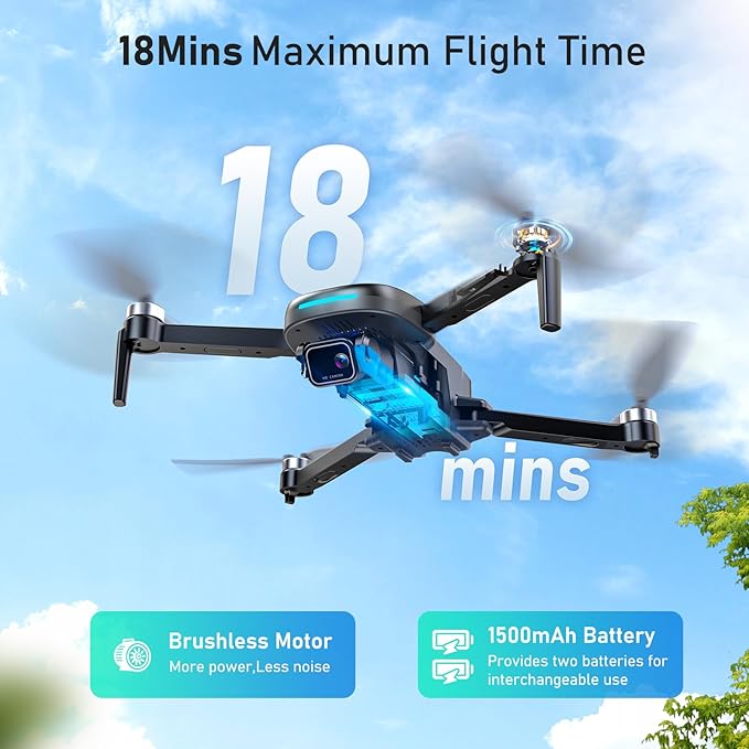 Drone with Camera, 1080P HD FPV Drone with Brushless Motor, One Key Take Off/Landing, Altitude Hold, Gesture Selfie, 3D Flips, 2 Batteries, Drones for Kids 14+-CubbioJoy
