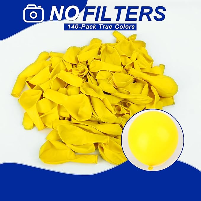 140pcs Yellow Round Balloons Different Sizes 18 12 10 5 Inch Latex Balloons for Arch Decoration Party Balloon Kit for Graduation Birthday Party Wedding Balloon Baby Shower Decoration-CubbioJoy