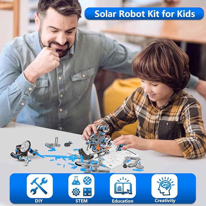 13-in-1 Solar Robot Toys for Ages 8 9 10 11 12 Year Old Boys Girls, STEM Science Kits for Kids Age 8-12, Building Experiments Robotics Kit STEM Projects for Kid Christmas Birthday Gifts (Gray)-CubbioJoy