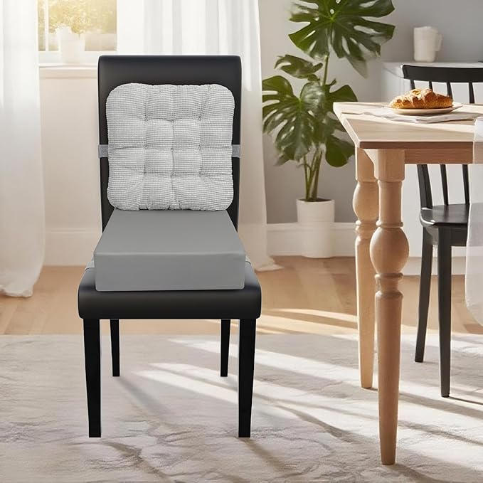 Booster Seat for Kitchen Chair with Comfy Backrest Pillow and Adjustable Safety Buckles,Non-Slip Kid Toddler Booster Seat for Dining Table, PU Travel Baby Booster Cushion Chair-CubbioJoy