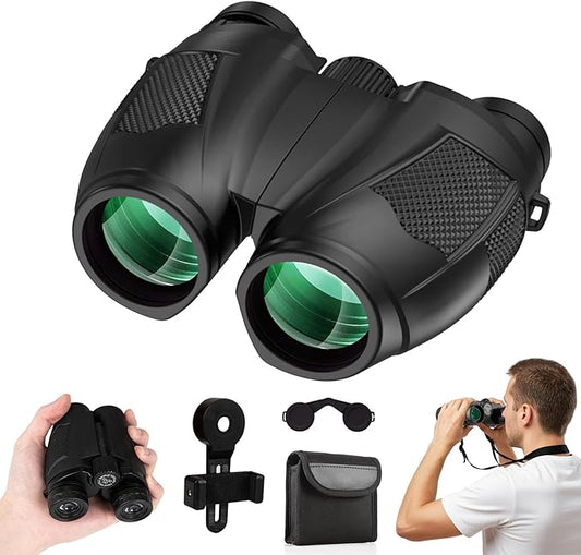 12x30 Compact Binoculars for Adults and Kids, High Power Lightweight Small Binoculars with Phone Adapter for Cruise Ship Hiking Bird Watching Sports Safari Viewing Football Sports Concert-CubbioJoy