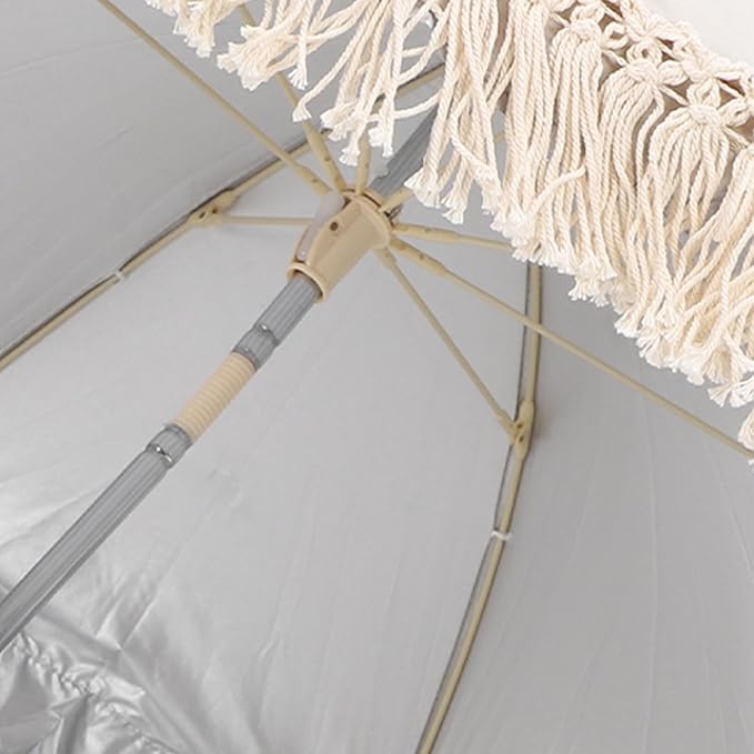 Baby Outdoor Parasols, Baby Stroller Parasol Umbrella with Adjustable Clamp, Toddler Parasol for Trolley Wheelchair Beach Chair, Outdoor Activities (Beige with-CubbioJoy