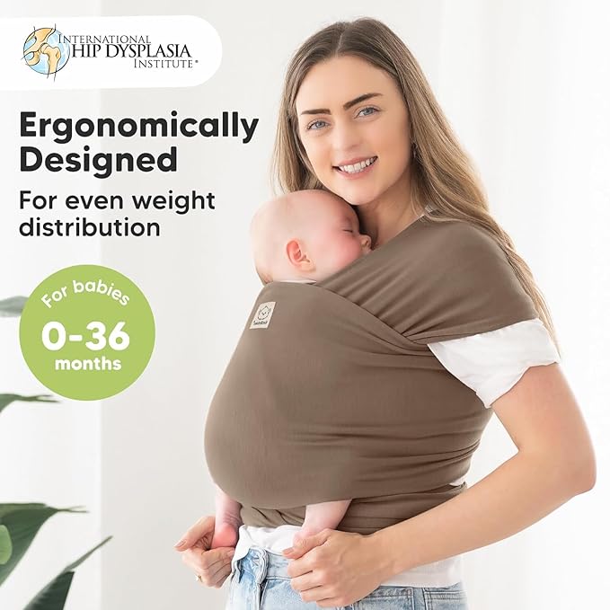 KeaBabies Baby Wrap Carrier - All in 1 Original Baby Carrier Newborn to Toddler Sling, Easy to Wear, Hands Free Bonding, Lightweight, Breathable Infant Wraps (Saddle Brown)-CubbioJoy