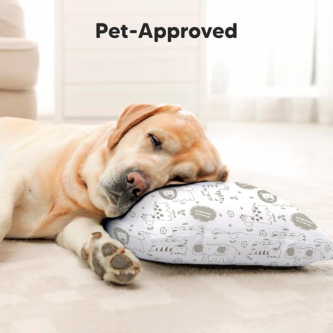 KeaBabies Toddler Pillow with Pillowcase, Jumbo 14X20 - Soft Organic Cotton Toddler Pillows for Sleeping - Machine Washable - Perfect for Travel, Toddler Bed Set (KeaSafari)-CubbioJoy