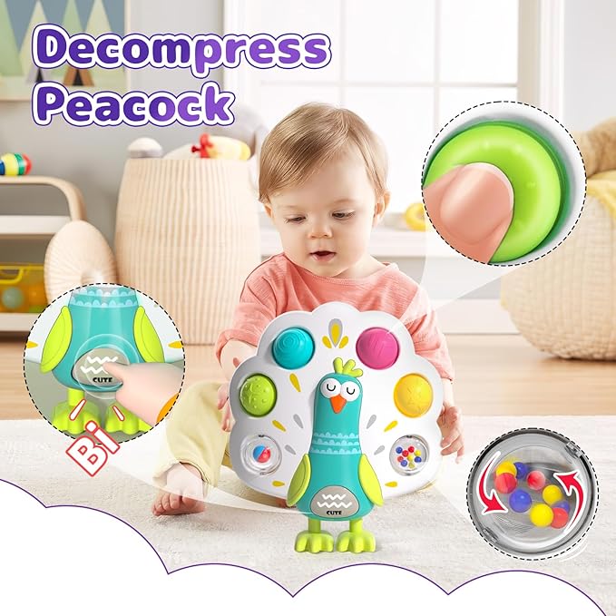 5 in 1 Baby Toy for 12 18 Month, Learning Toys for Babies 12-18 Months, Baby Busy Cube, Stacking&Sensory, Pull String&Piano Xylophone Toy, Birthday Gift for 12+ Month-CubbioJoy