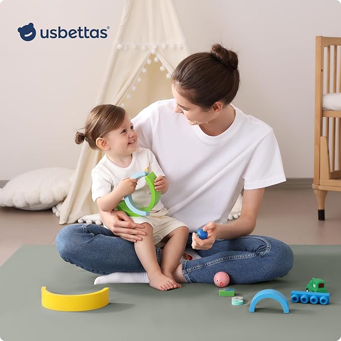 Baby Play Mat for Floor,1.3'' Thick Memory Foam Play Mat,50''x50'' Tummy Time Mat with PU Leather,Cushioned & Waterproof Playpen Mats,Non Slip Crawling Padded for Toddlers,Infants,Kids-CubbioJoy