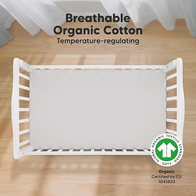 KeaBabies 2-Pack Organic Crib Sheets for Boys, Girls - 52x28 Fitted Crib Mattress Sheet Neutral, Breathable Jersey Cotton Cover for Baby Bed, Toddler Mattress, Soft & Cute Prints (Sage)-CubbioJoy