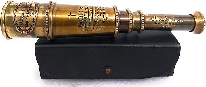 ALADEAN Vintage Spyglass Telescope Engraved PSALM 32:8 - Find Best Pathway - Inspirational Gifts Meaningful Gift Gadget Functional 16" Brass Spyglass with Brilliant Magnification in Gift Box-CubbioJoy