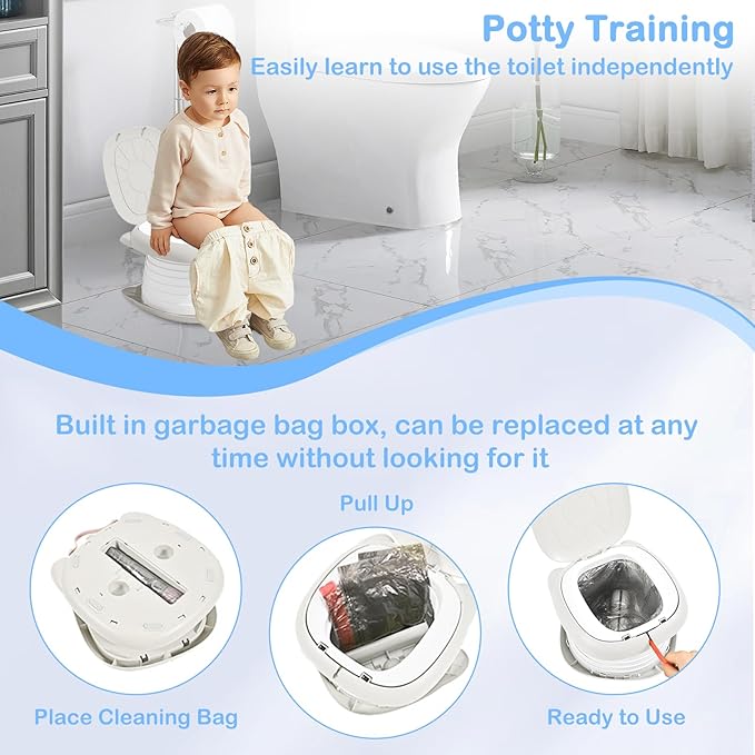 2025 Upgraded Portable Potty Training, Travel Potty for Toddler, portable toilet for kids Foldable, Apply to Seat Emergency Toilet for Camping, Outdoor,Car, Indoor(white Gray)-CubbioJoy