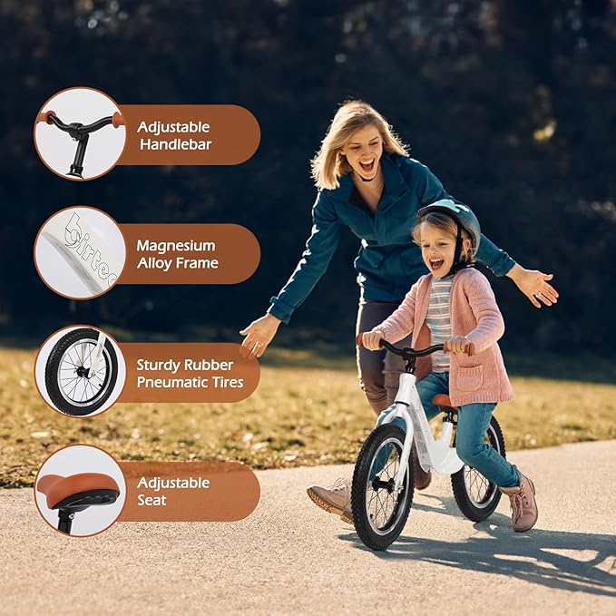 14" Kids Balance Bike for 3,4,5,6 Year Old Boys and Girls, Air Tires with Magnesium Alloy Frame, Lightweight No Pedal Toddler Training Bicycle-CubbioJoy