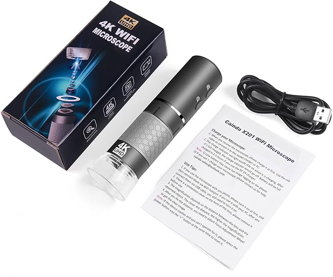 4K WiFi Digital Microscope Camera for iPhone Android Phone and Windows Mac PC, 3840x2160P Portable Wireless Handheld Microscope for Adults and Kids-CubbioJoy